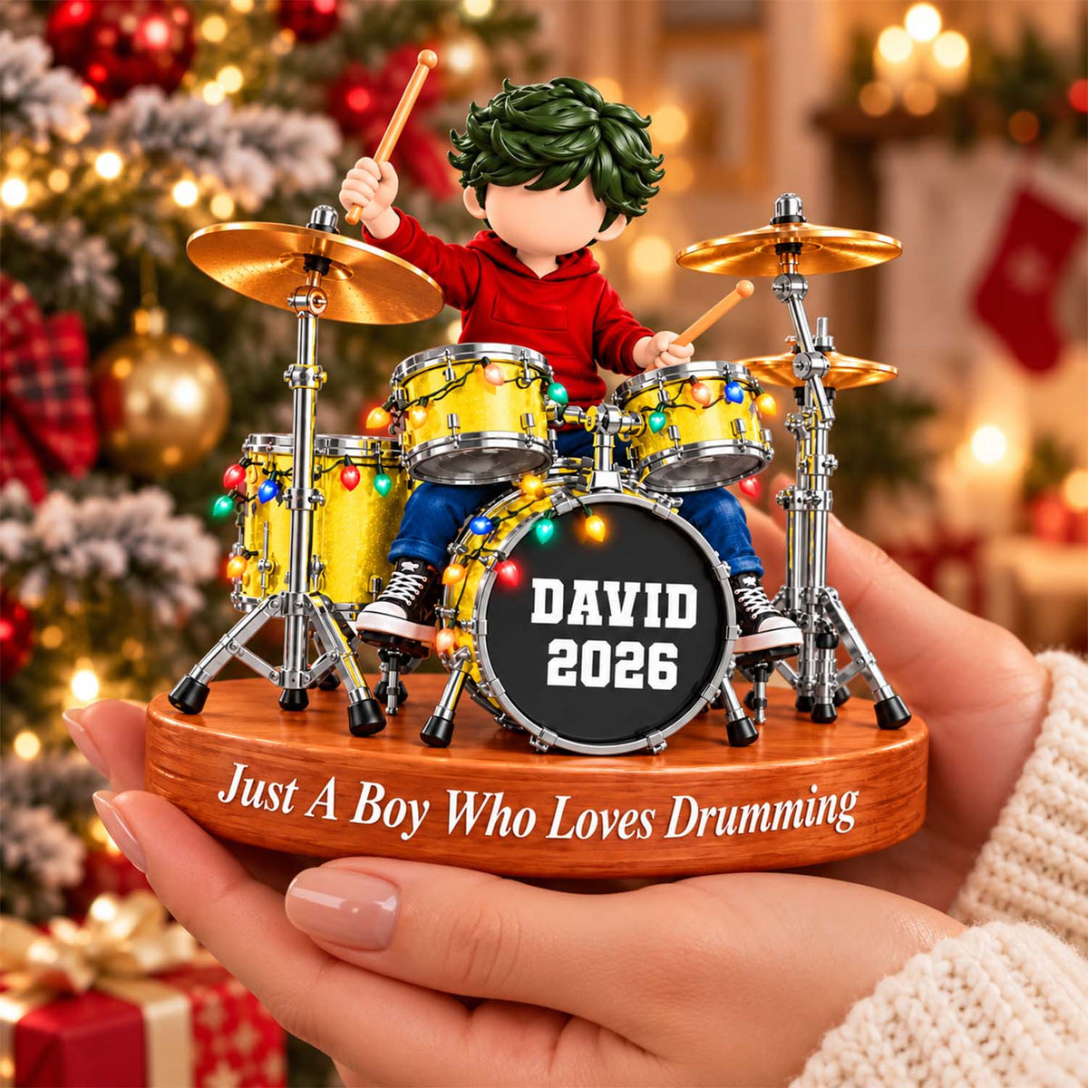 Custom Just A Boy Who Loves Drumming Ornament, Christmas Gifts For Drummer L0411 Pt99