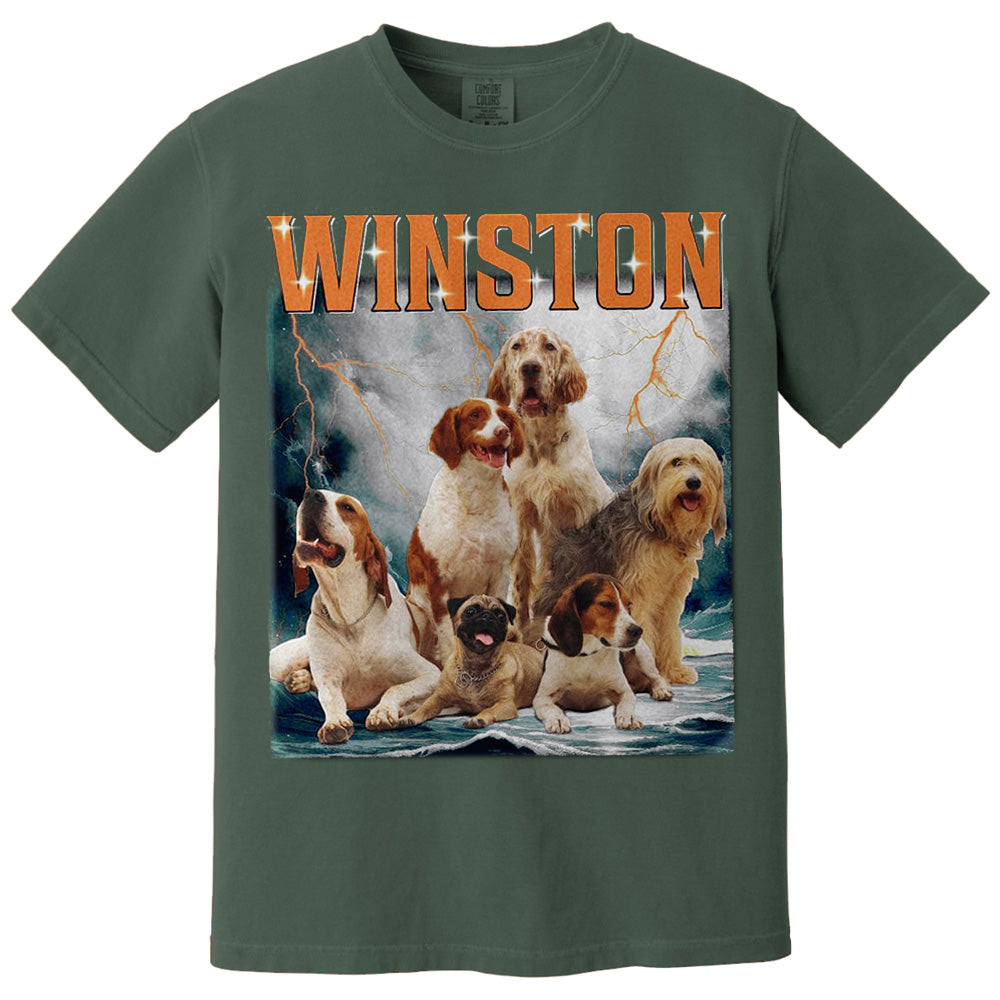 Custom Photo Retro Vintage Dog Portrait Shirt - Custom Upload Photo Bootleg Tee