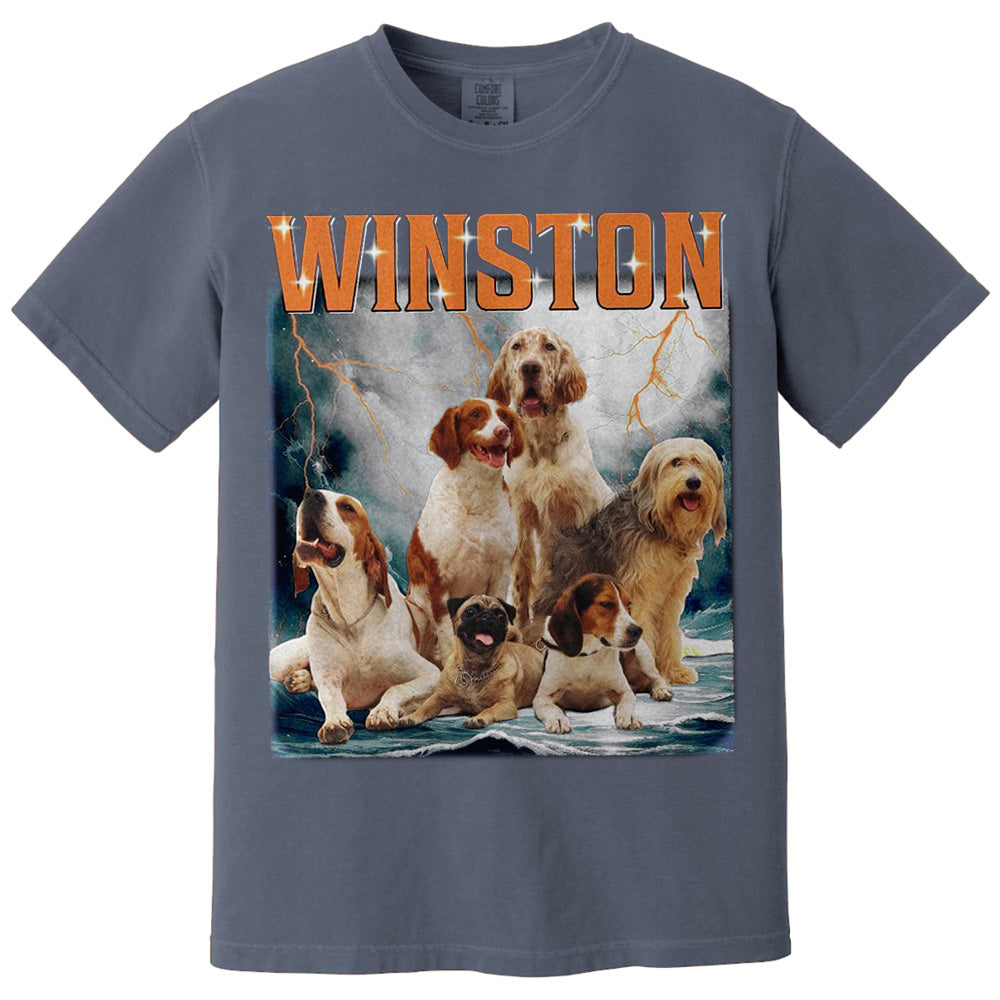 Custom Photo Retro Vintage Dog Portrait Shirt - Custom Upload Photo Bootleg Tee