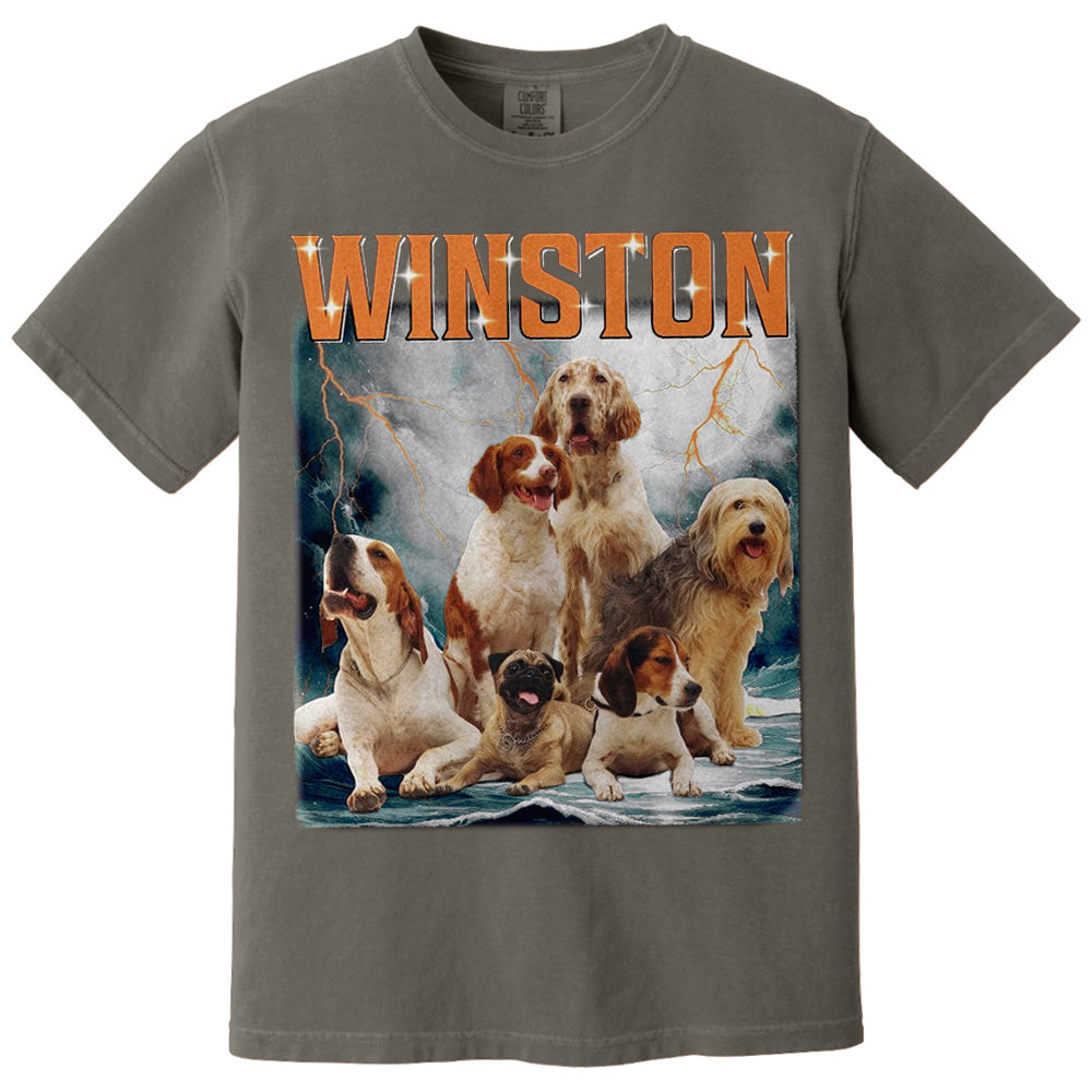 Custom Photo Retro Vintage Dog Portrait Shirt - Custom Upload Photo Bootleg Tee