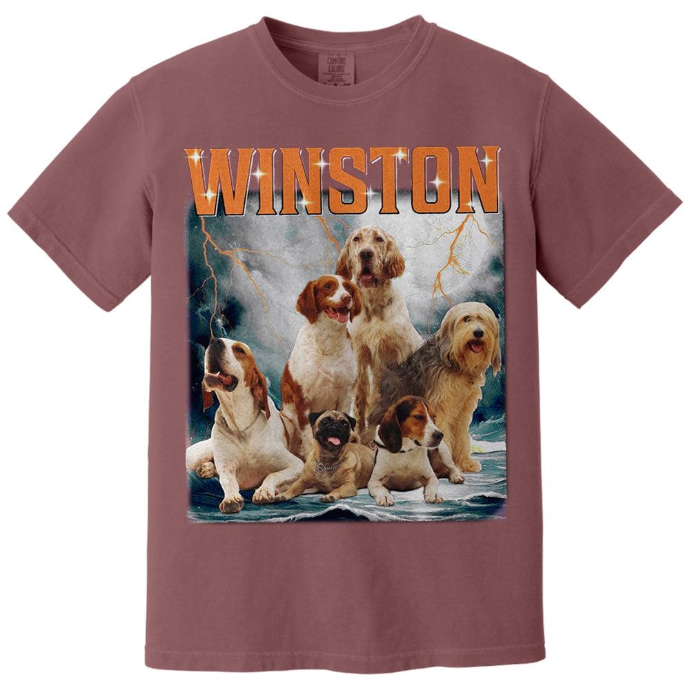 Custom Photo Retro Vintage Dog Portrait Shirt - Custom Upload Photo Bootleg Tee