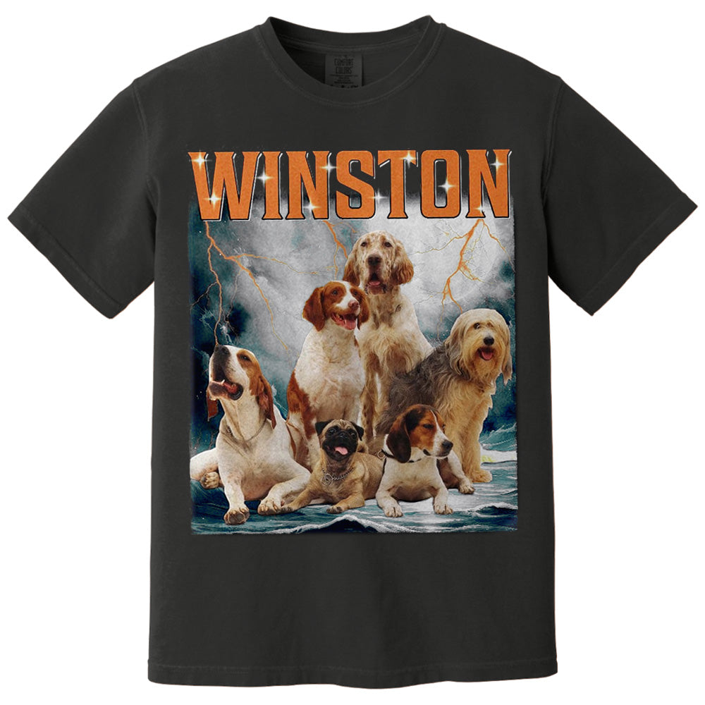 Custom Photo Retro Vintage Dog Portrait Shirt - Custom Upload Photo Bootleg Tee