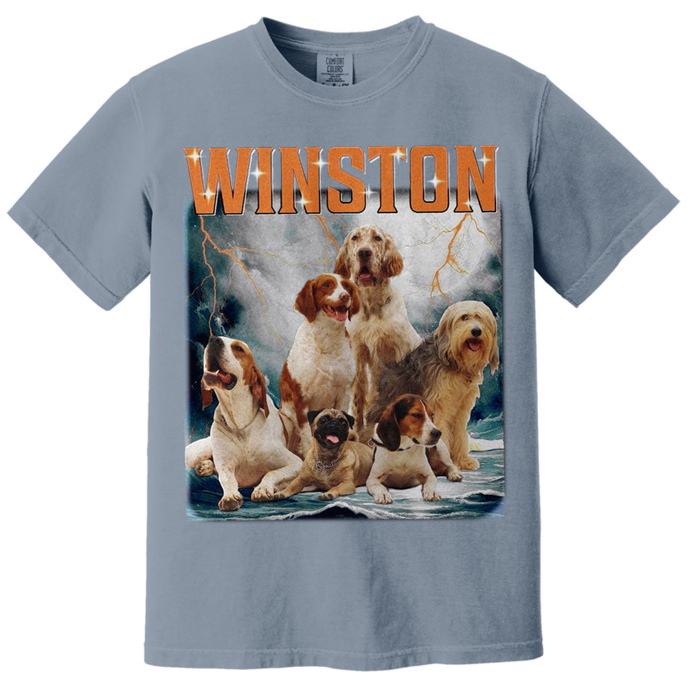 Custom Photo Retro Vintage Dog Portrait Shirt - Custom Upload Photo Bootleg Tee