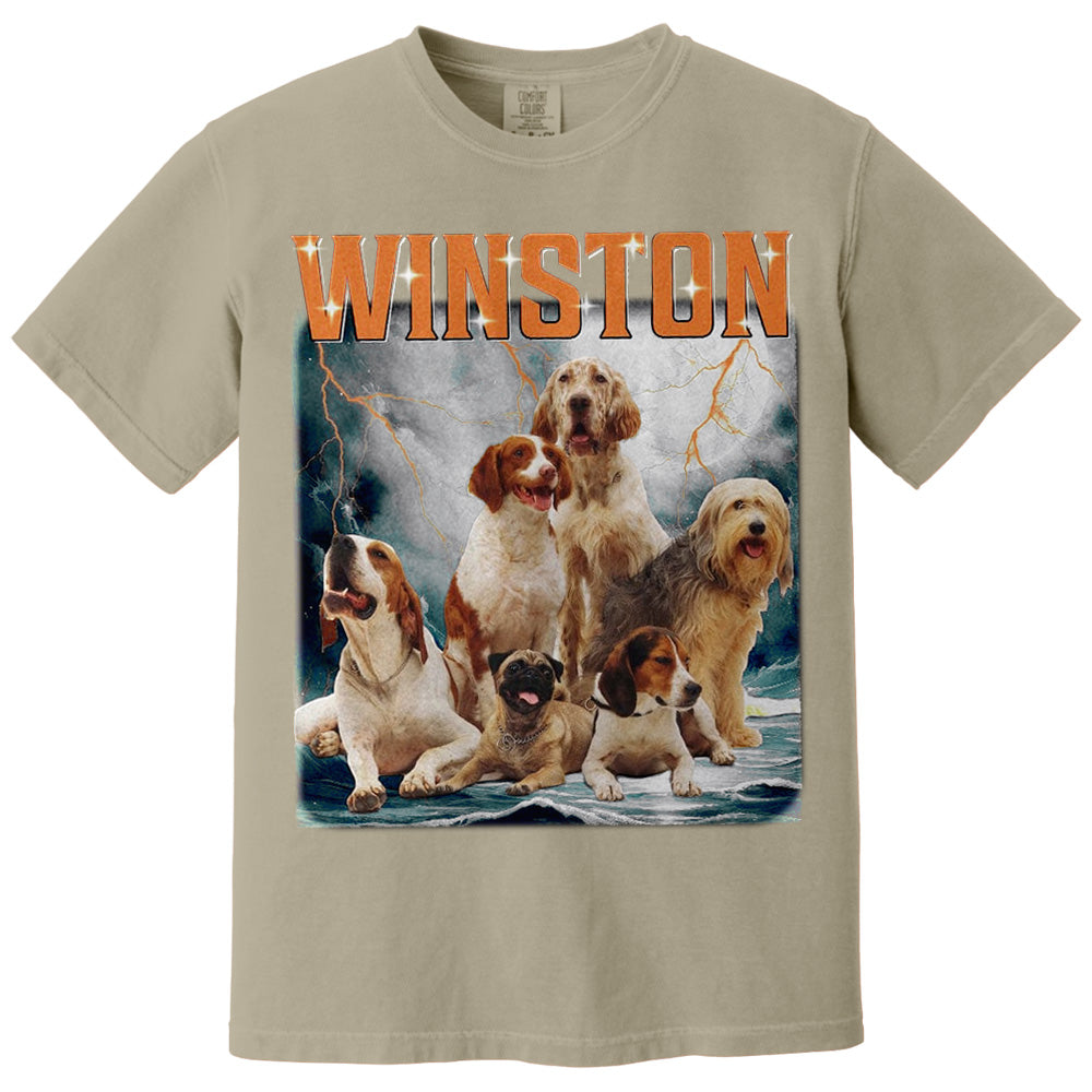 Custom Photo Retro Vintage Dog Portrait Shirt - Custom Upload Photo Bootleg Tee