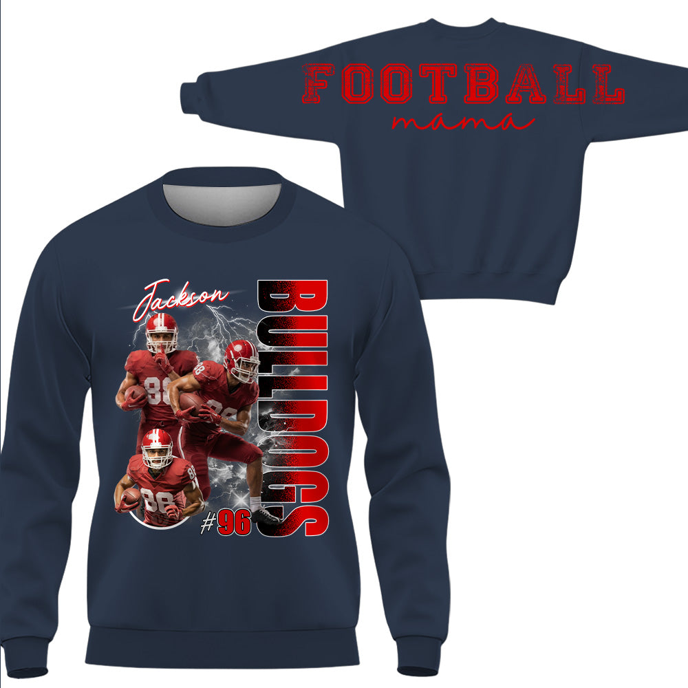 Personalized Football Mom Sweatshirt, Custom Large Back Graphic, Gift For Football Mom Football Family Football Lovers MI209 T24