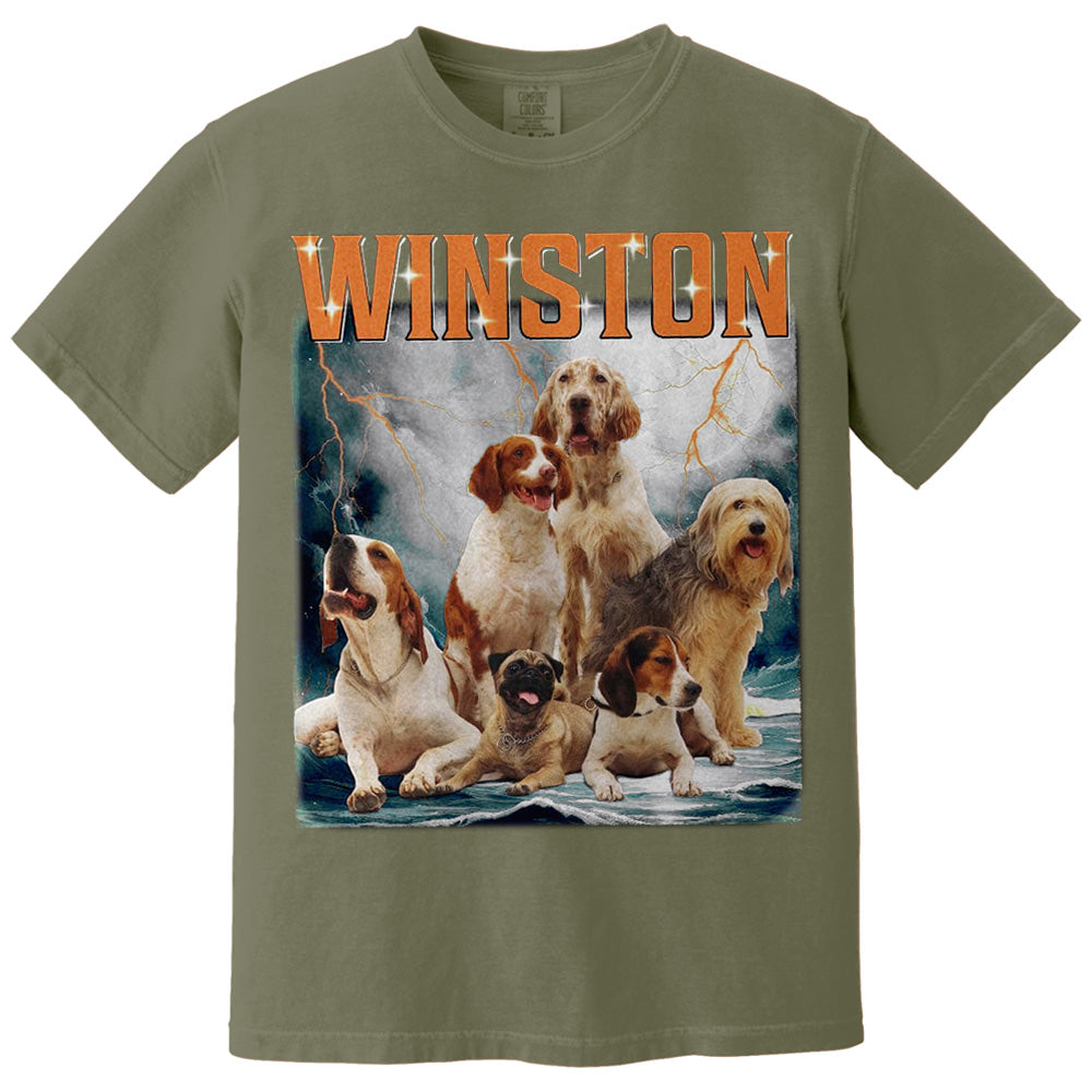 Custom Photo Retro Vintage Dog Portrait Shirt - Custom Upload Photo Bootleg Tee