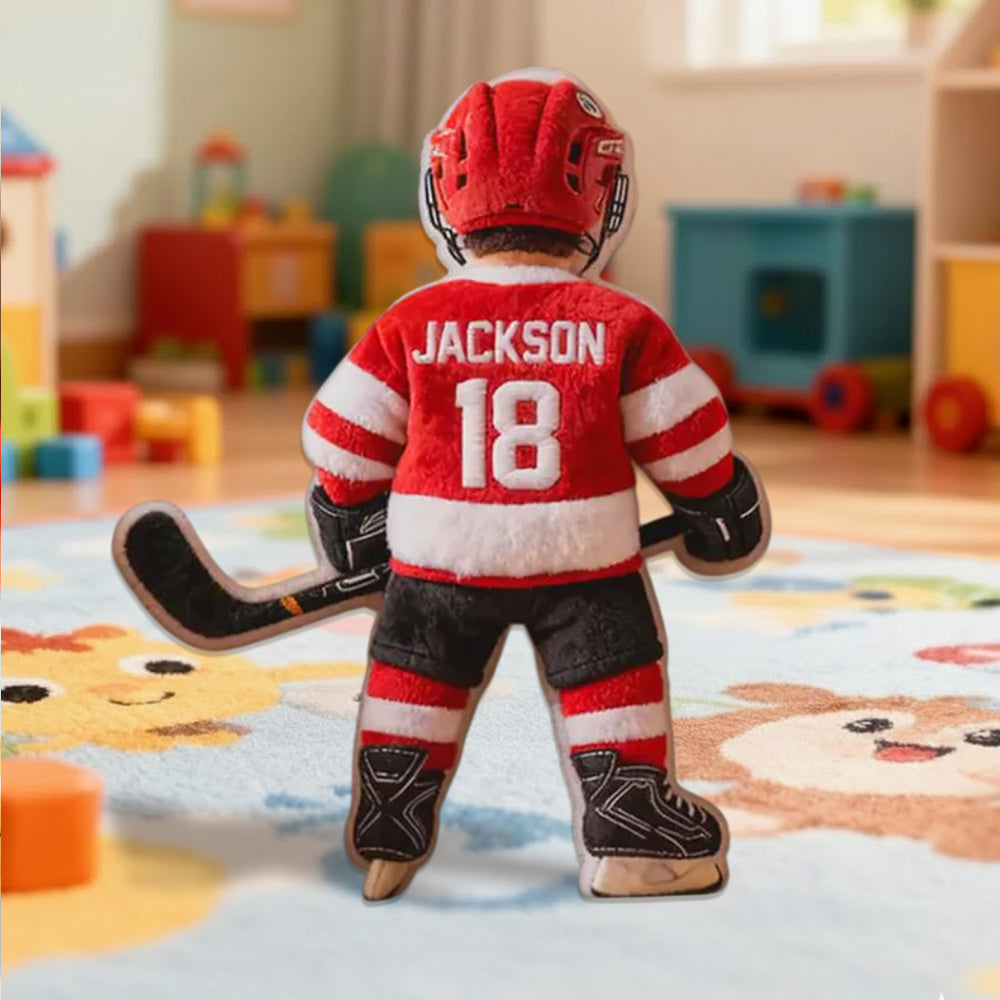 Personalized Hockey Player Pillow Custom Name Number Flat Printed  Kids Sports Cushion Team Uniform Gift Room Decor Li29
