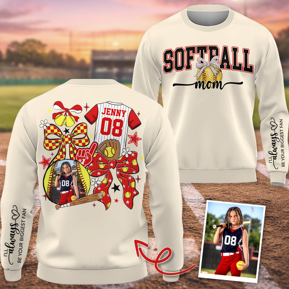Softball Mom - Custom Photo Softball Shirt - Softball Mom, Dad, Family Shirt T1807 Hv01