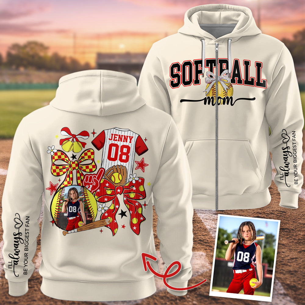 Softball Mom - Custom Photo Softball Shirt - Softball Mom, Dad, Family Shirt T1807 Hv01