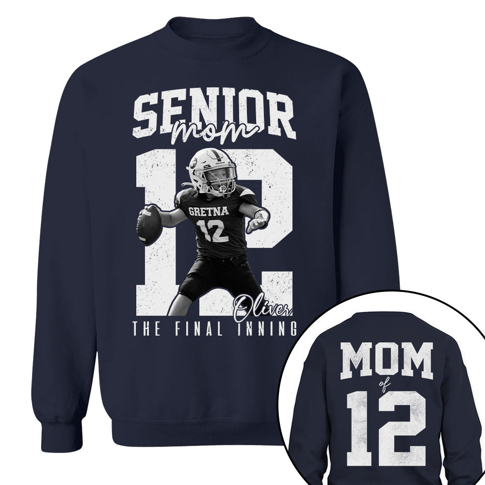 Senior Football Mom Shirt, The Final Inning, Custom Photo Player Football Mom Shirt, Senior Football Mom Gift T1807