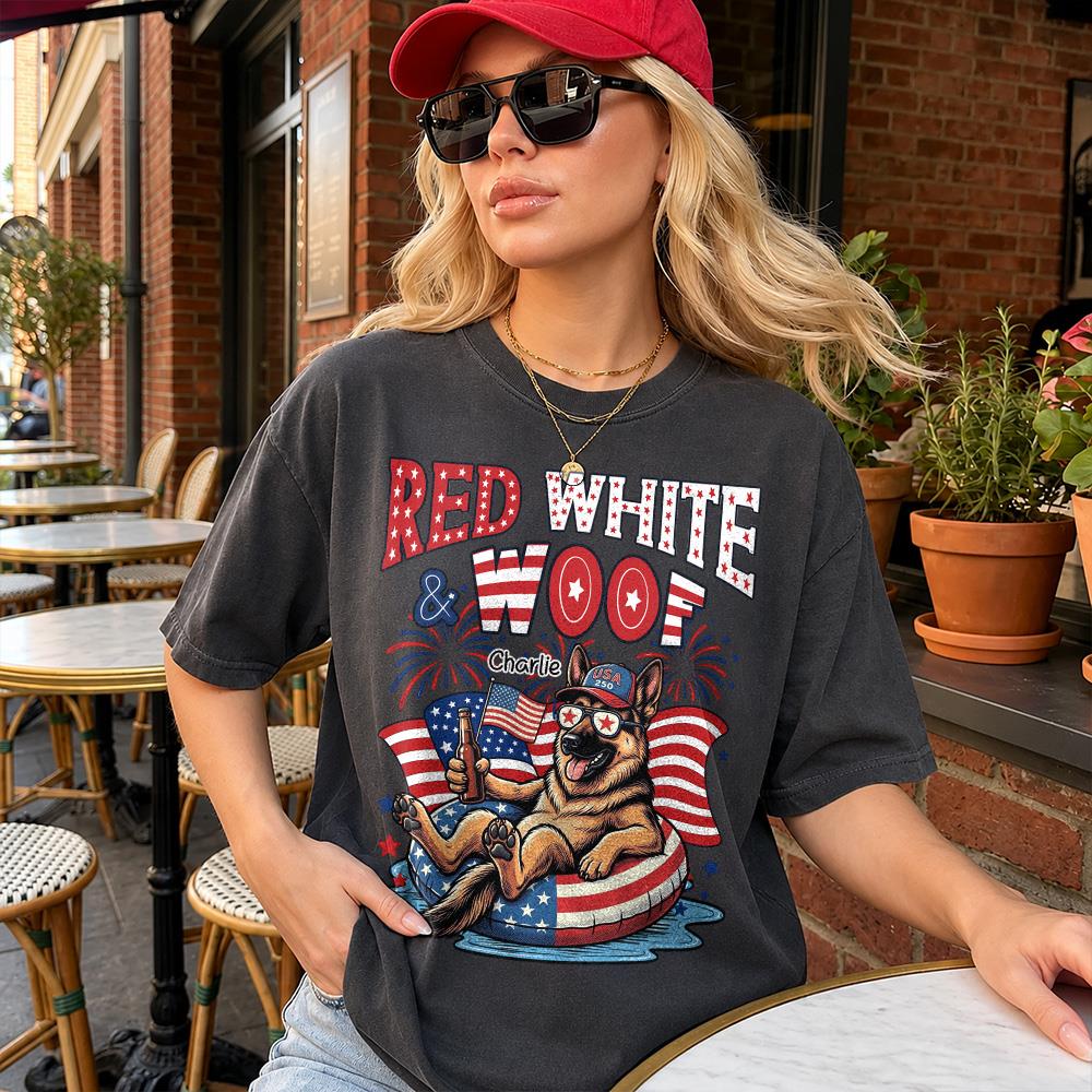 Red White Woof, Custom Photo Pet Shirt, America 250th Anniversary Gifts For Dog Cat Lovers, Dog Dad And Mom, Cat Owners T1807 Hv01