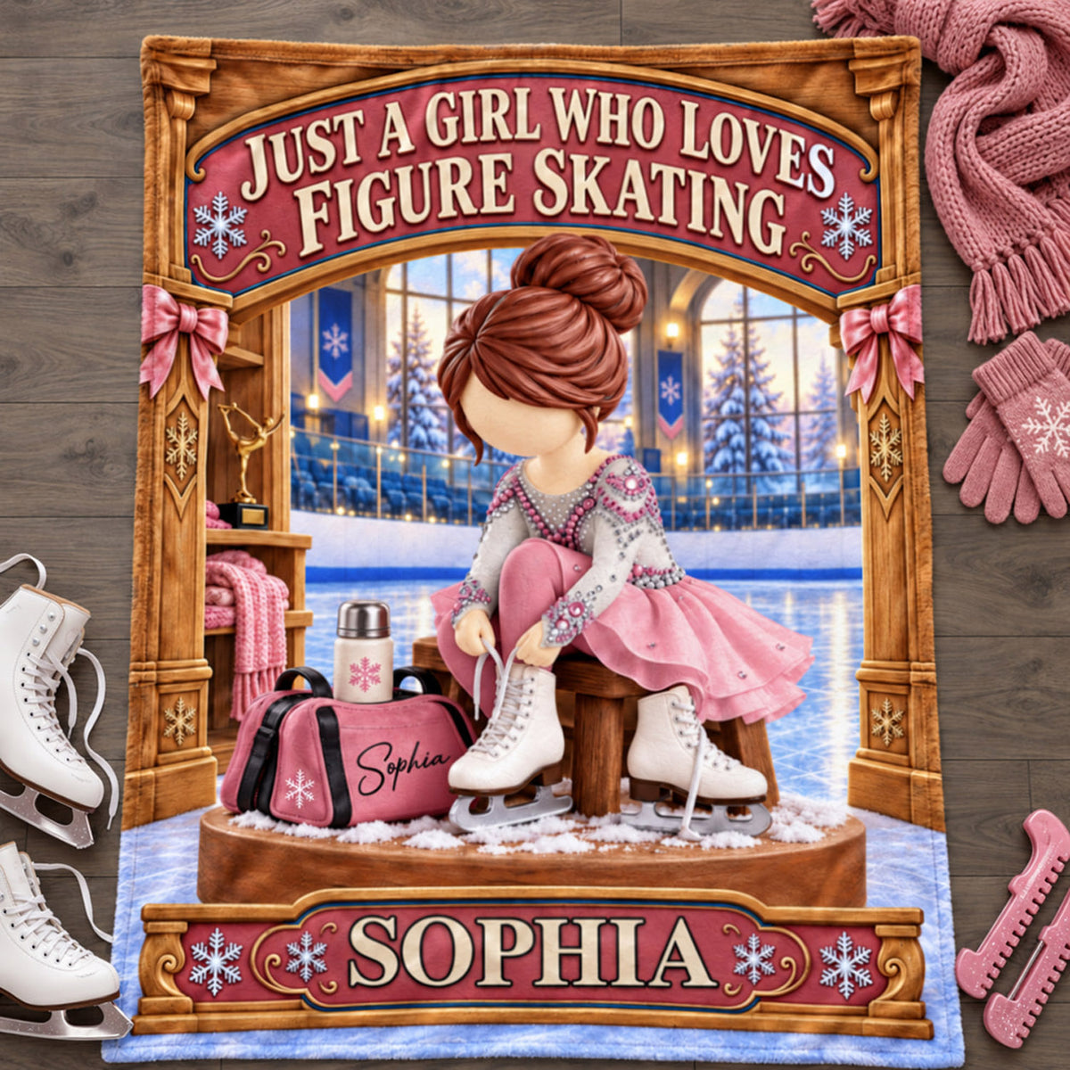 Just A Girl Who Loves Figure Skating, Personalized Figure Skating Blanket, Custom Player Name Gift, Gift For Figure Skating Players Figure Skating Lover C2408 Nh00 DH09