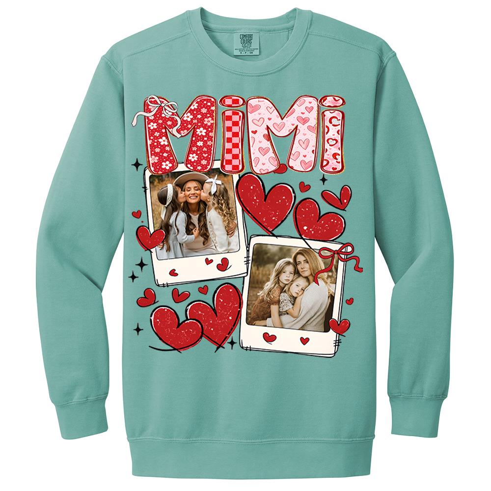 Custom Mama Valentine Glitter Upload Photo Shirt, Leopard Checkered Valentine Vr2