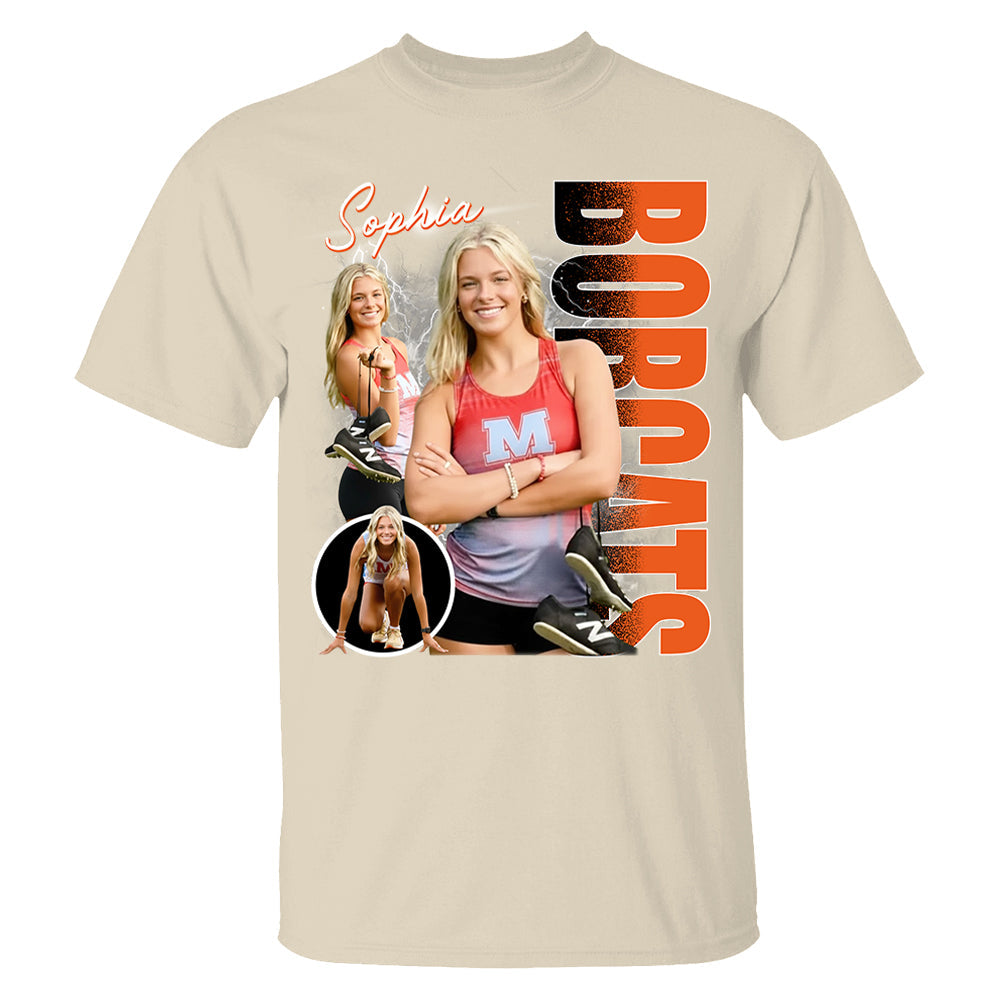 Custom Photo Track & Field Player Shirt - Personalized Team Name School Name Bootleg Shirt Na02 Li29