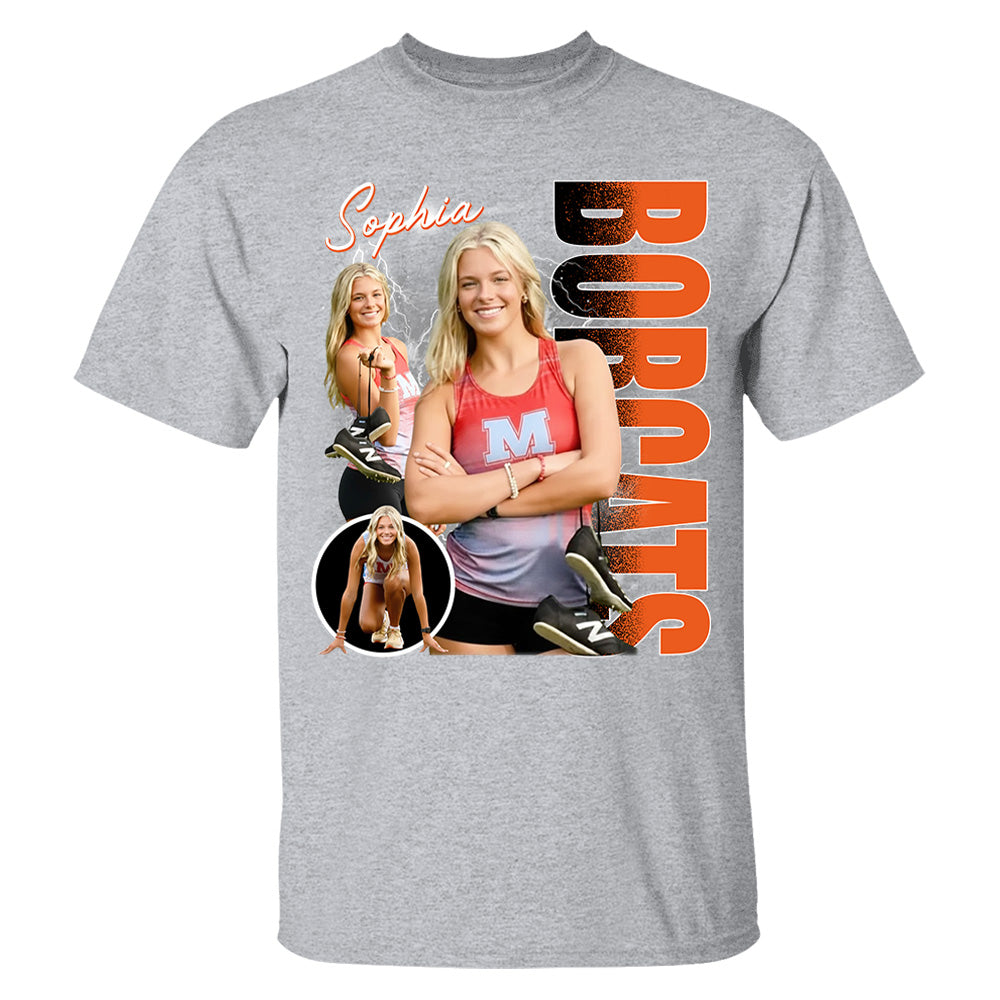 Custom Photo Track & Field Player Shirt - Personalized Team Name School Name Bootleg Shirt Na02 Li29