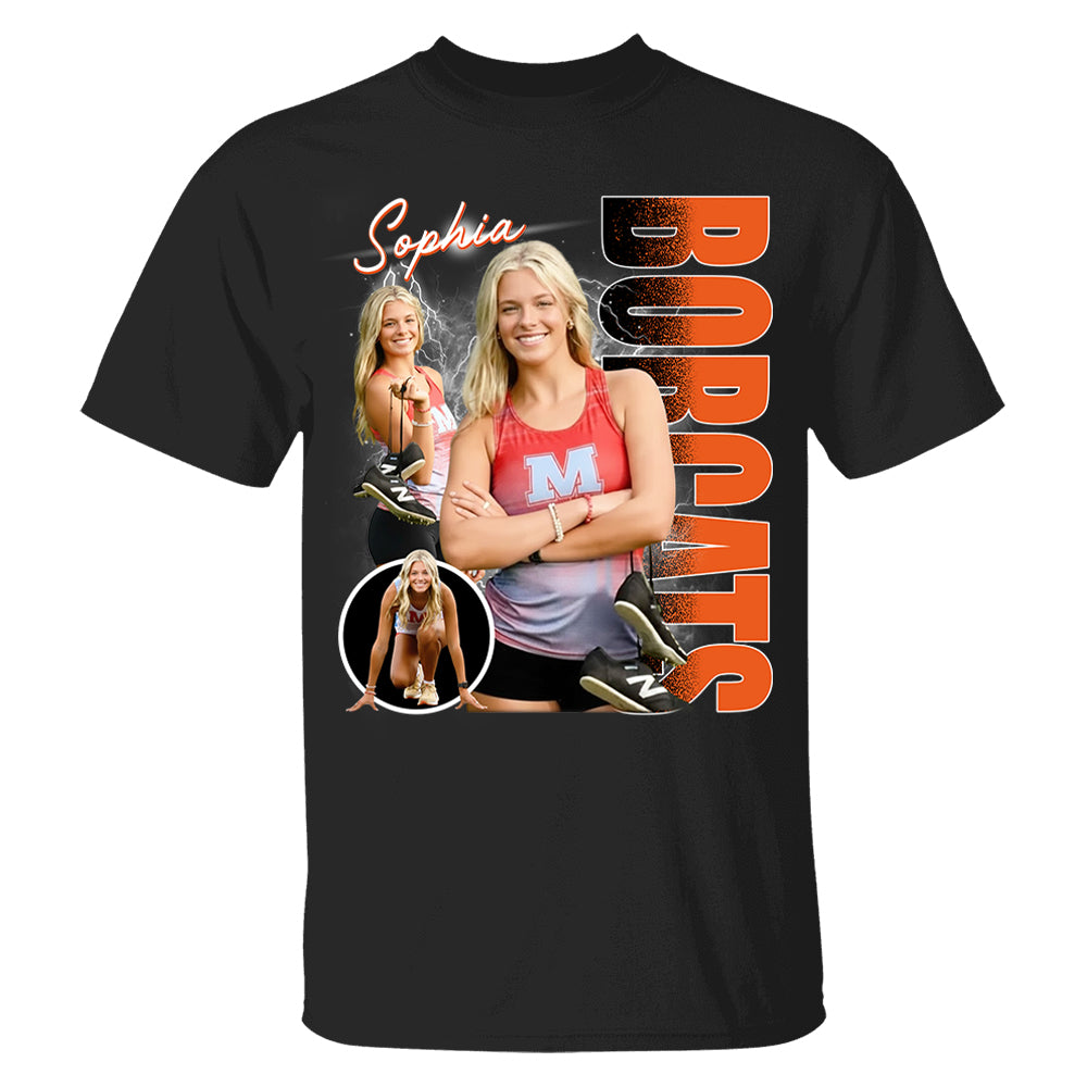 Custom Photo Track & Field Player Shirt - Personalized Team Name School Name Bootleg Shirt Na02 Li29