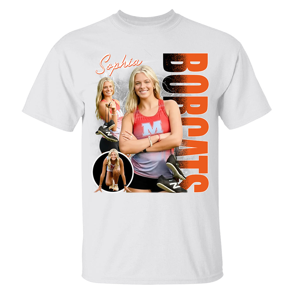 Custom Photo Track & Field Player Shirt - Personalized Team Name School Name Bootleg Shirt Na02 Li29
