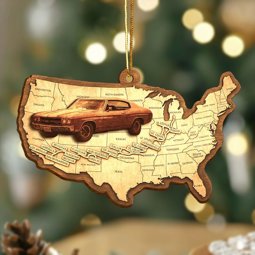 Custom Photo Route 66 Wooden Ornament Gift For Car Lovers Hv01