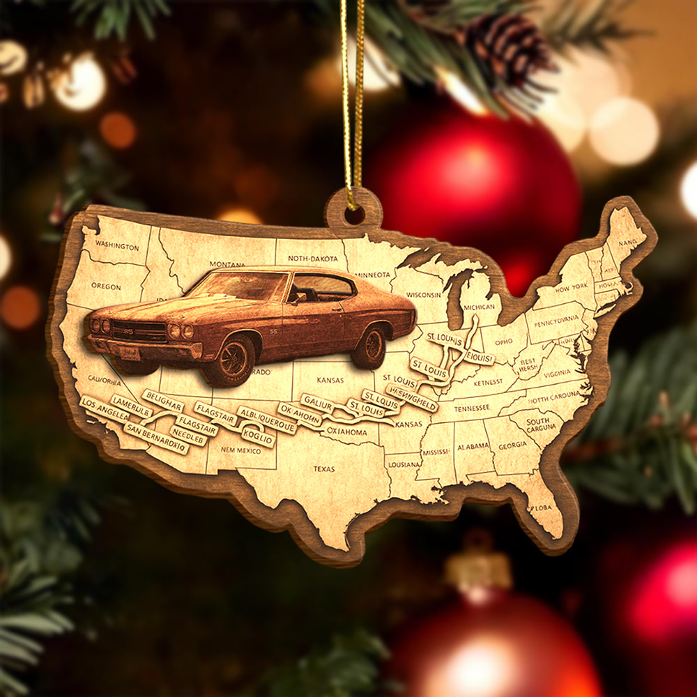 Custom Photo Route 66 Wooden Ornament Gift For Car Lovers Hv01