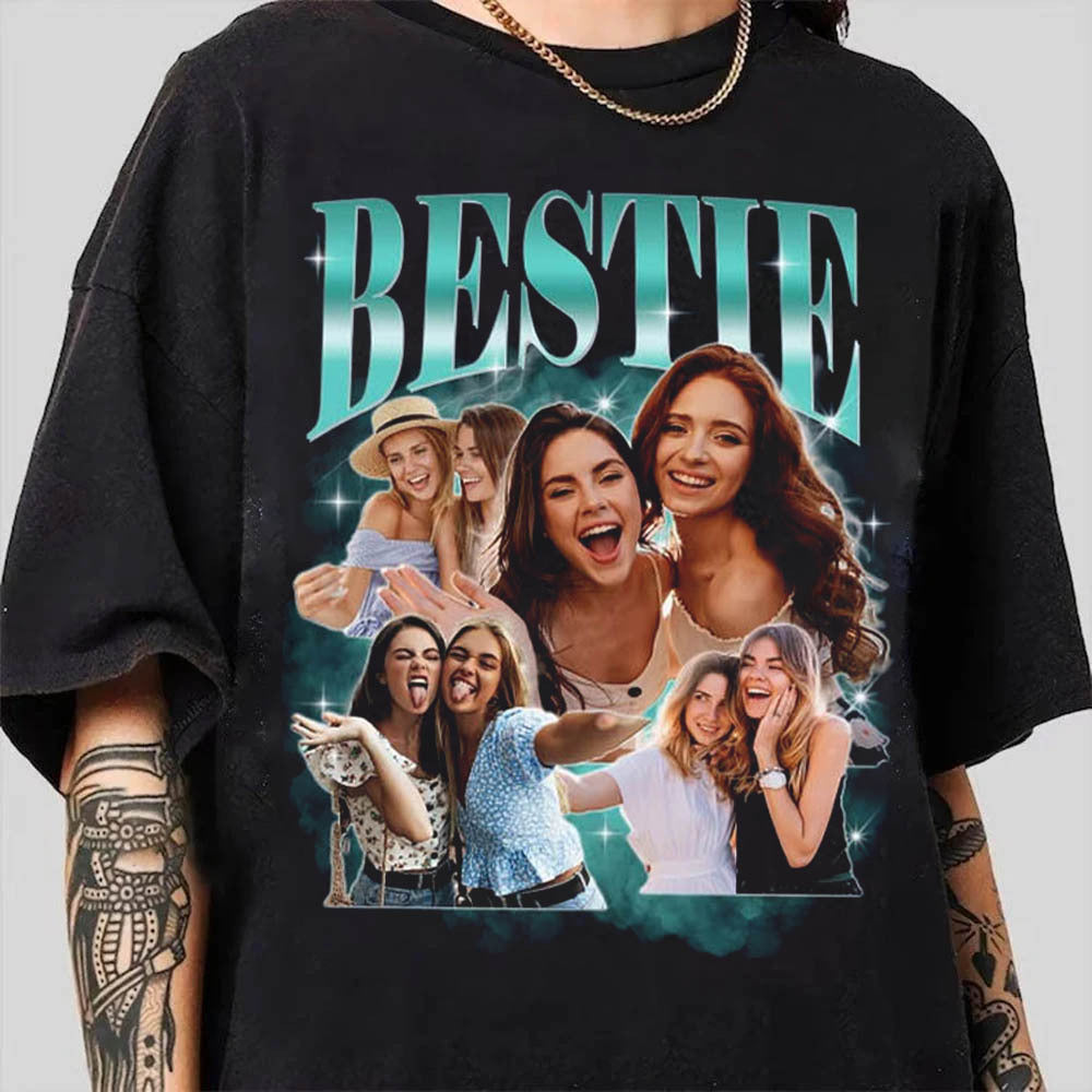 Custom Bestie Bootleg Shirt 90s Vintage Bootleg Custom Face Personalized T Shirt - Custom Photo Bestie, Best Friend Birthday Bootleg Funny BFF 90s Vintage