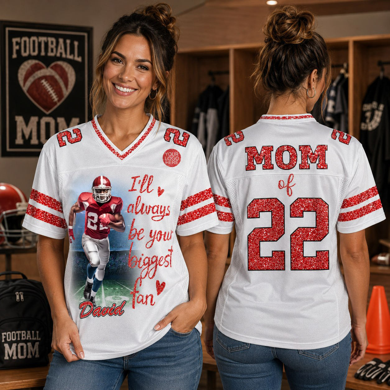 Custom Photo Football Game Day Football Glitter Jersey For Football Lovers - Personalized Gift For Football Player NA04 VH01