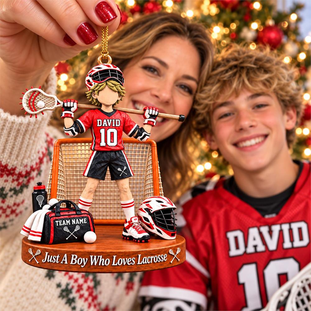 Personalized Just A Boy Who Loves Lacrosse Ornament, Custom Name & Number Player Lacrosse Ornament, Gift For Lacrosse Lover T1807 Hv01