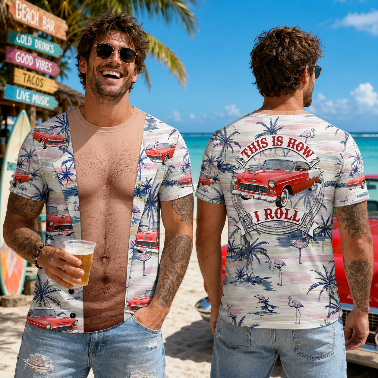 Funny Hairy Muscular Body - Personalized Car Photo Shirt A2110 Pt99