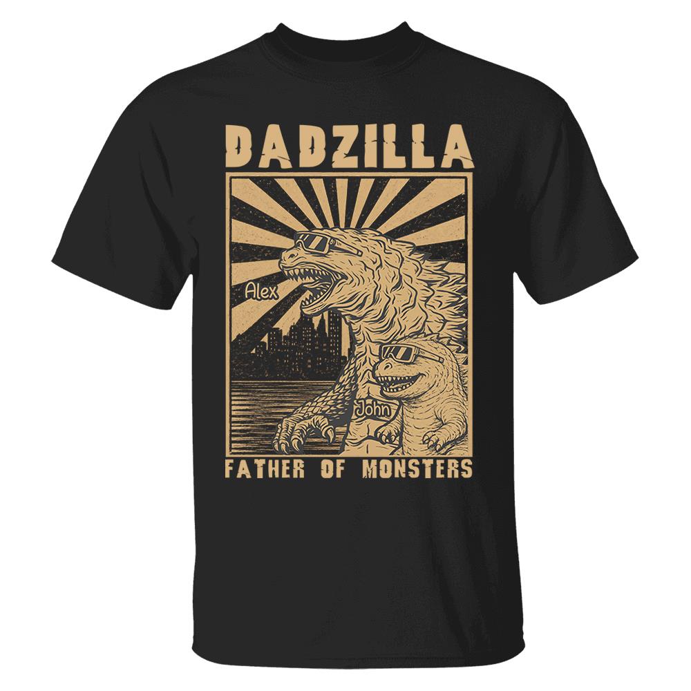 Dadzilla Father Of Monsters Personalized Dadzilla T-Shirt Father Day Gifts for Dad Funny Papa Tshirt Cool Daddy Dinosaur Tee Na02 Nh00