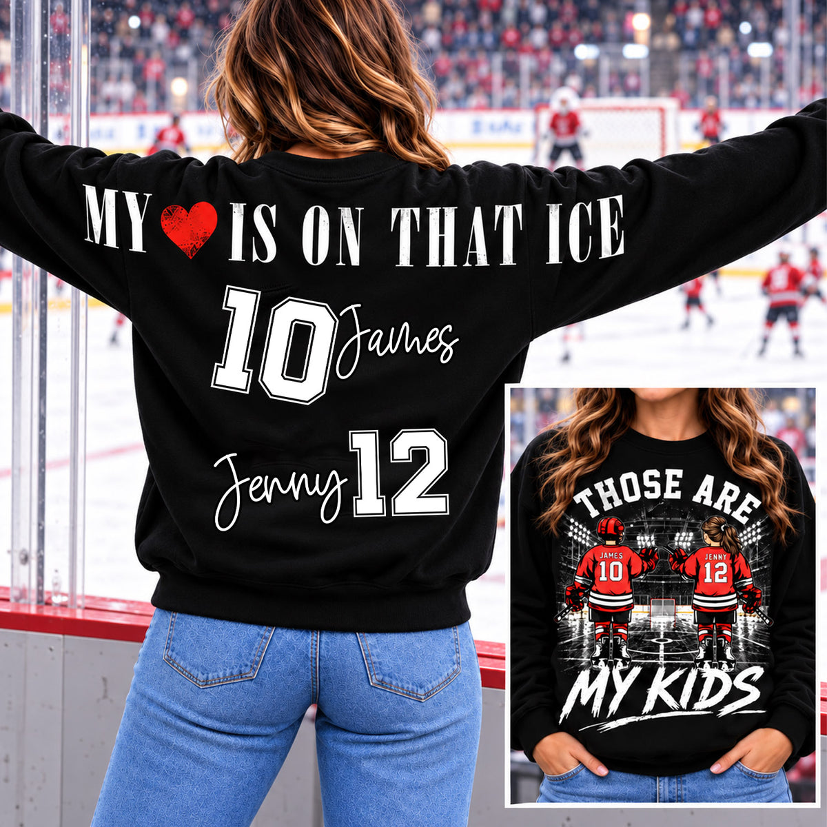 Personalized Those Are My Kids Ice Hockey Mom Shirt, Custom Sports Mom Gameday Shirt T1807 Nh00