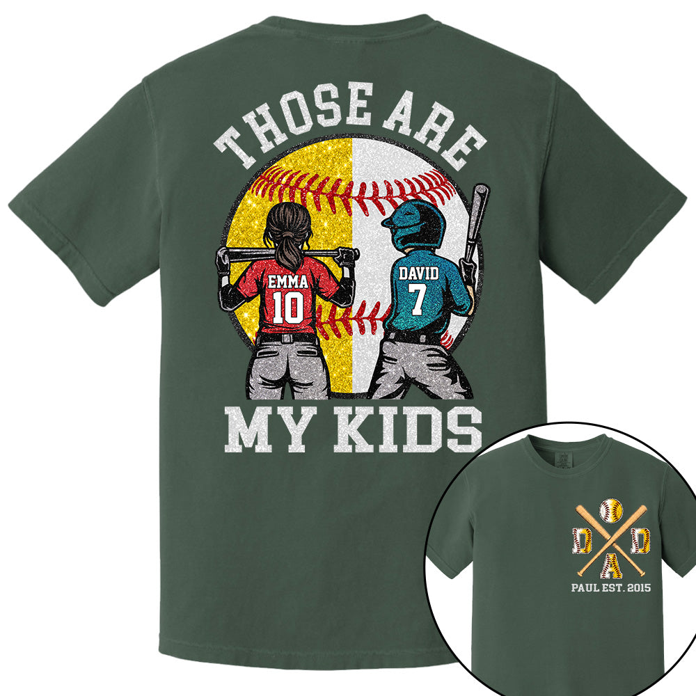 Those Are My Kids Custom Baseball Softball Dad Shirt With Kids Number and Name Gift For Dad, Father's Day T1807 VH01
