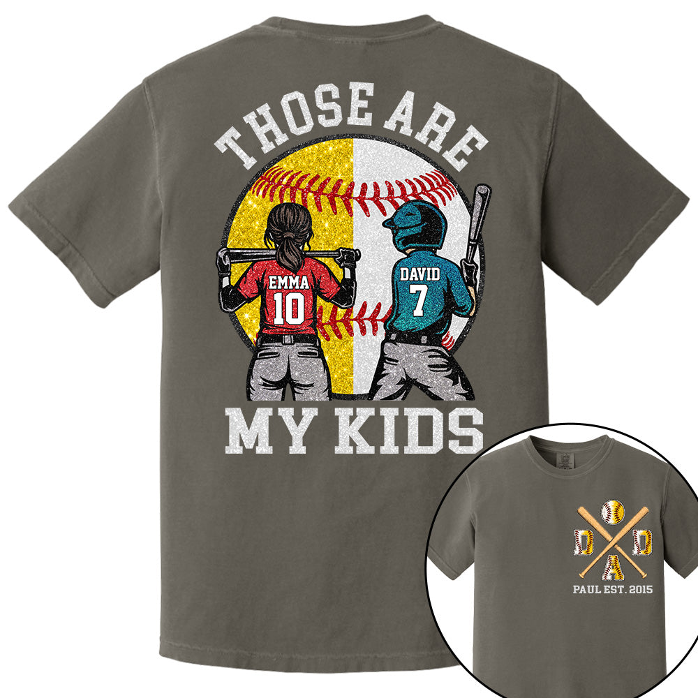 Those Are My Kids Custom Baseball Softball Dad Shirt With Kids Number and Name Gift For Dad, Father's Day T1807 VH01