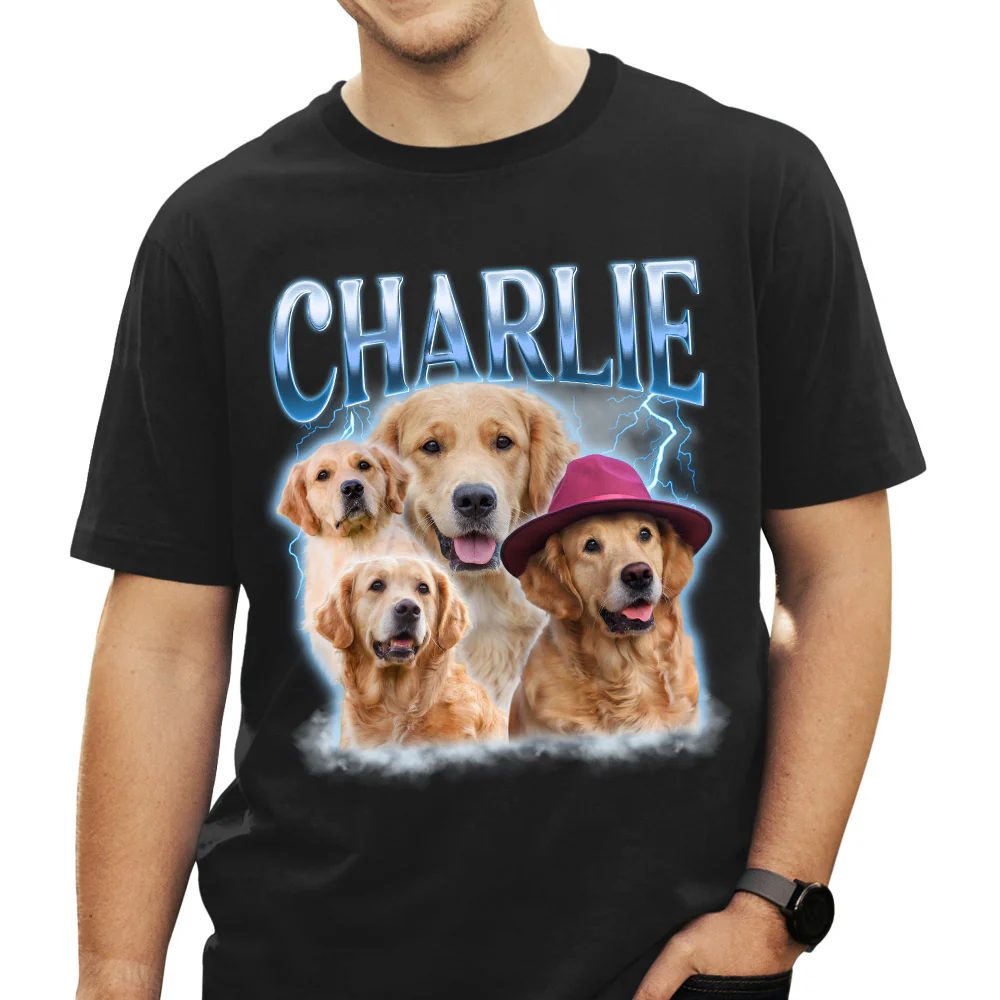 Custom Pet Face Vintage Bootleg Shirt - Personalized Custom Premium T-shirt