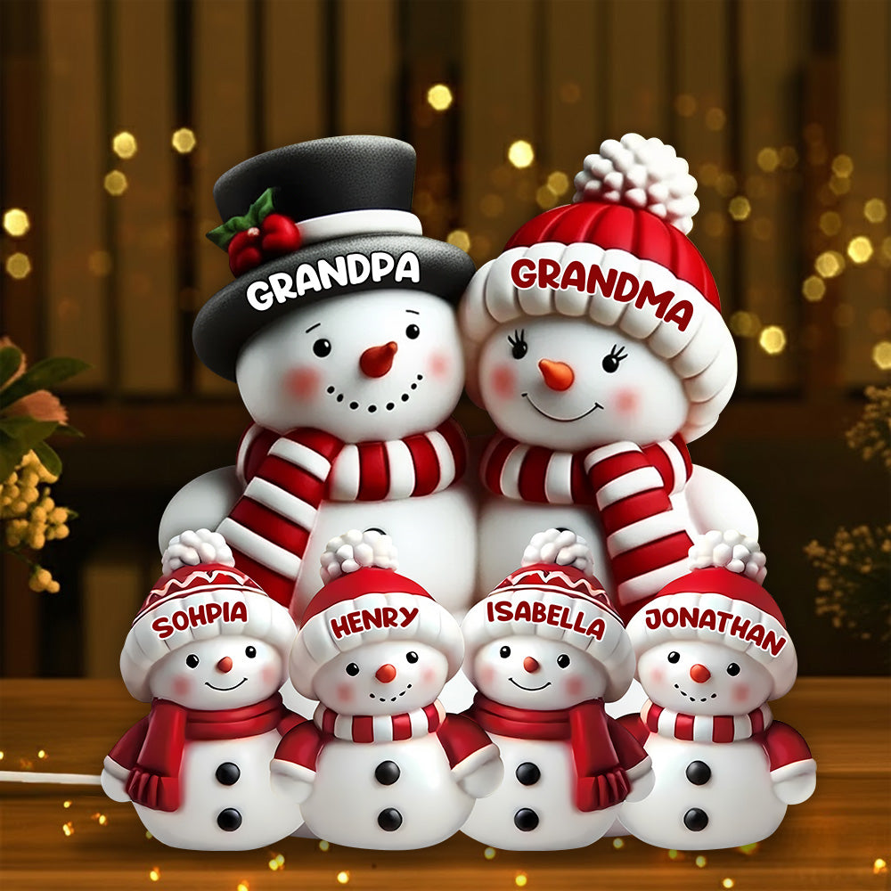 Cozy Snowman Family Acrylic Light Box for Holiday Décor, Heartwarming Atmosphere, Perfect Gift for Grandparents