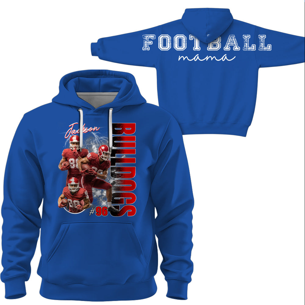 Personalized Football Mom Sweatshirt, Custom Large Back Graphic, Gift For Football Mom Football Family Football Lovers MI209 T24