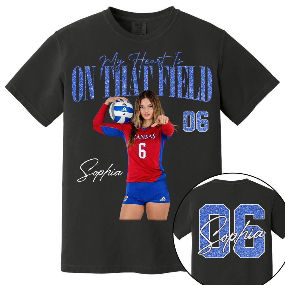 My Heart Is On That Field - Personalized Washed Tee Retro Bootleg Shirt - Gift For Volleyball Lovers T1807 Hv01