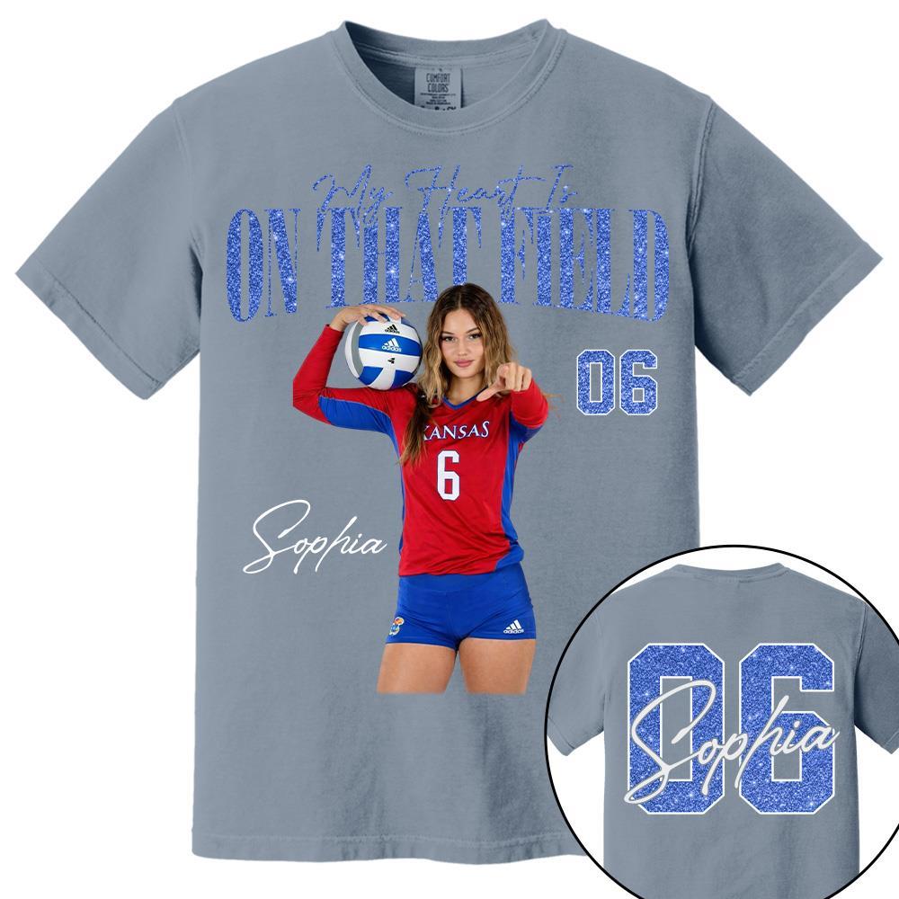 My Heart Is On That Field - Personalized Washed Tee Retro Bootleg Shirt - Gift For Volleyball Lovers T1807 Hv01