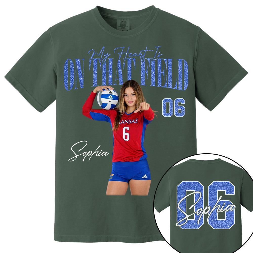 My Heart Is On That Field - Personalized Washed Tee Retro Bootleg Shirt - Gift For Volleyball Lovers T1807 Hv01