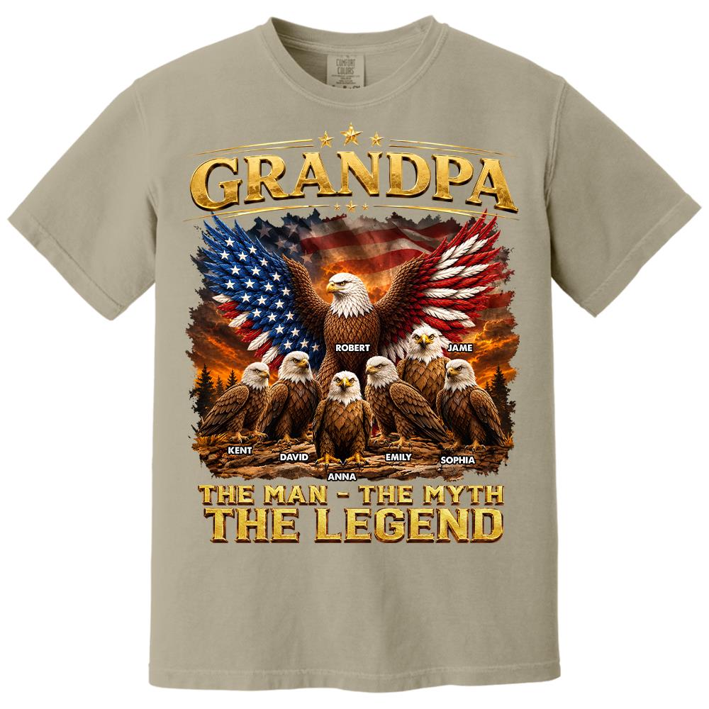 Grandpa Eagle - Personalized Shirt For Grandpa & Dad Vintage Shirt NA04 Hv01