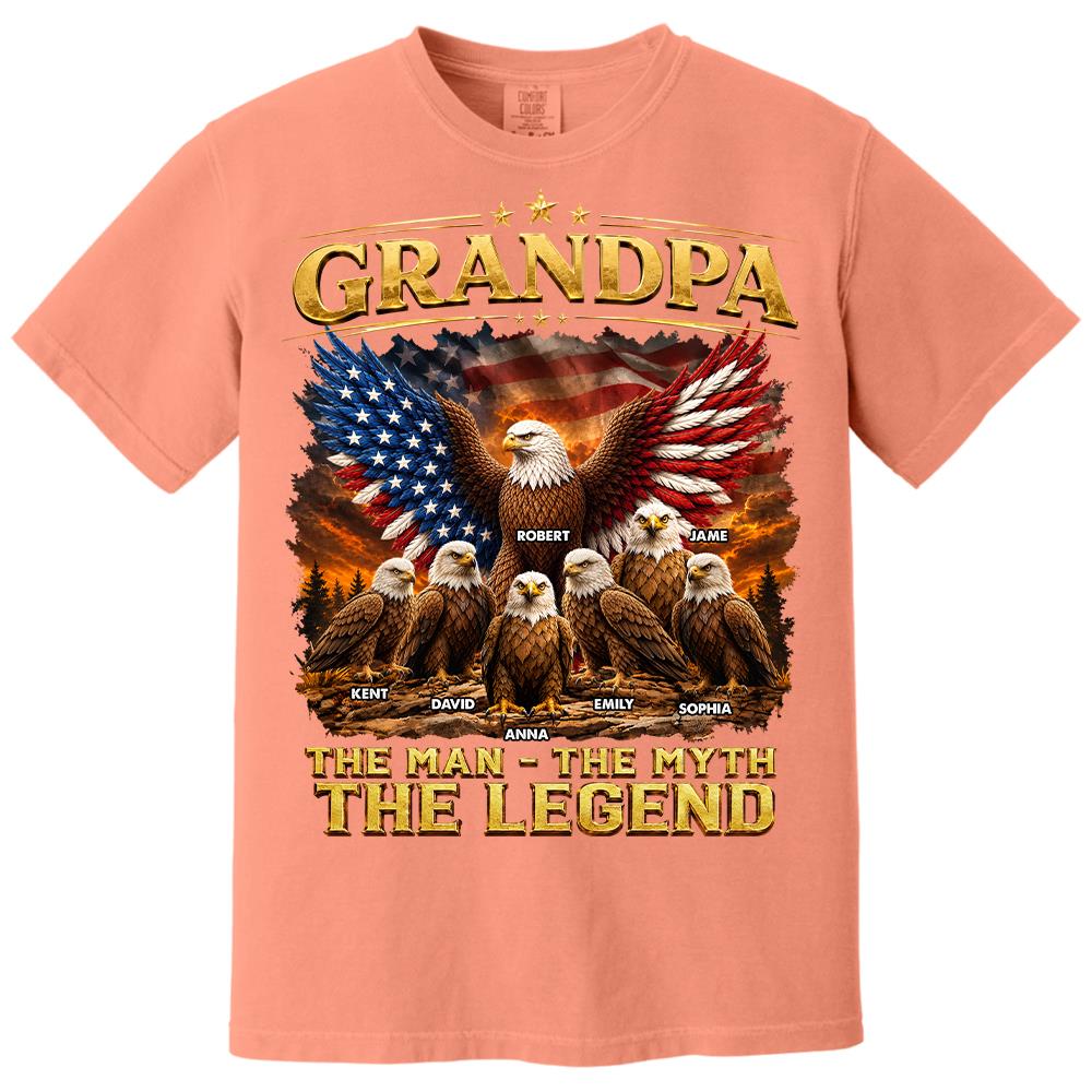 Grandpa Eagle - Personalized Shirt For Grandpa & Dad Vintage Shirt NA04 Hv01