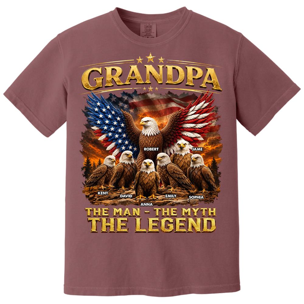 Grandpa Eagle - Personalized Shirt For Grandpa & Dad Vintage Shirt NA04 Hv01