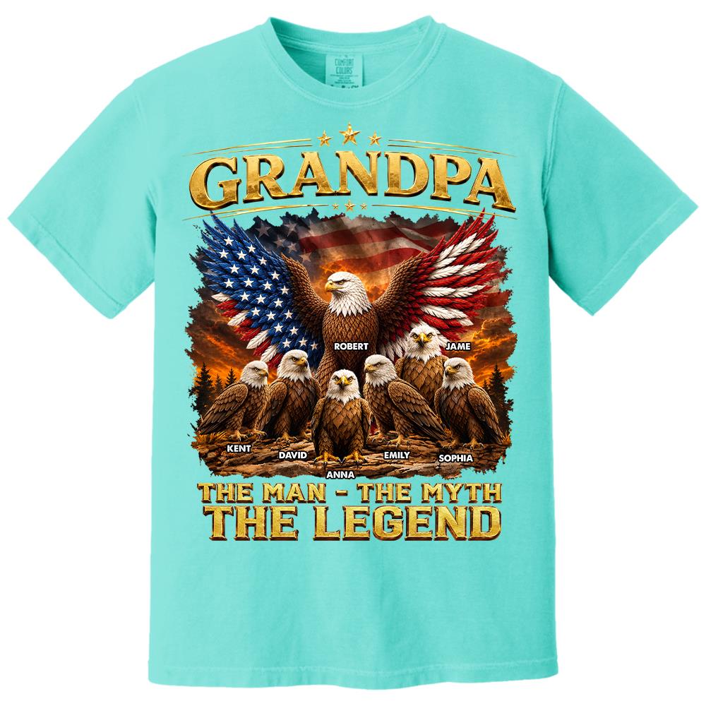 Grandpa Eagle - Personalized Shirt For Grandpa & Dad Vintage Shirt NA04 Hv01