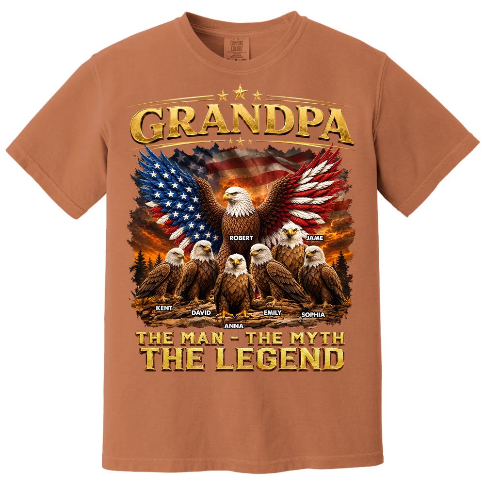 Grandpa Eagle - Personalized Shirt For Grandpa & Dad Vintage Shirt NA04 Hv01