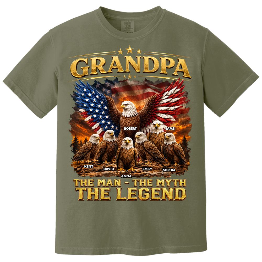 Grandpa Eagle - Personalized Shirt For Grandpa & Dad Vintage Shirt NA04 Hv01
