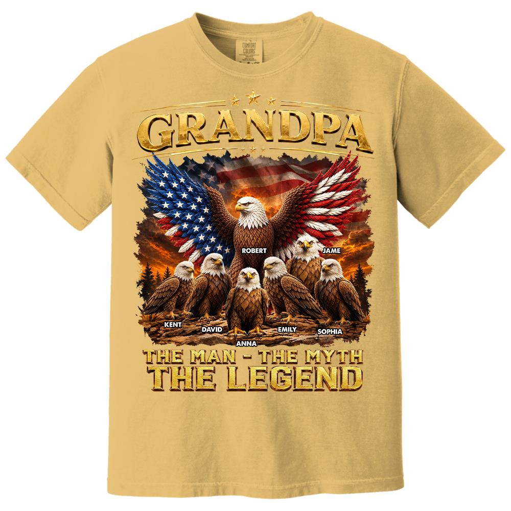 Grandpa Eagle - Personalized Shirt For Grandpa & Dad Vintage Shirt NA04 Hv01