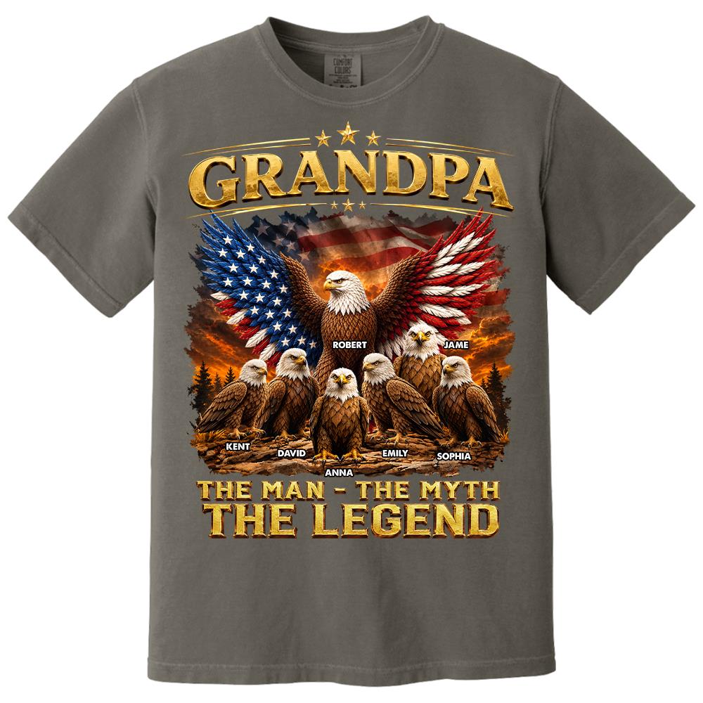 Grandpa Eagle - Personalized Shirt For Grandpa & Dad Vintage Shirt NA04 Hv01