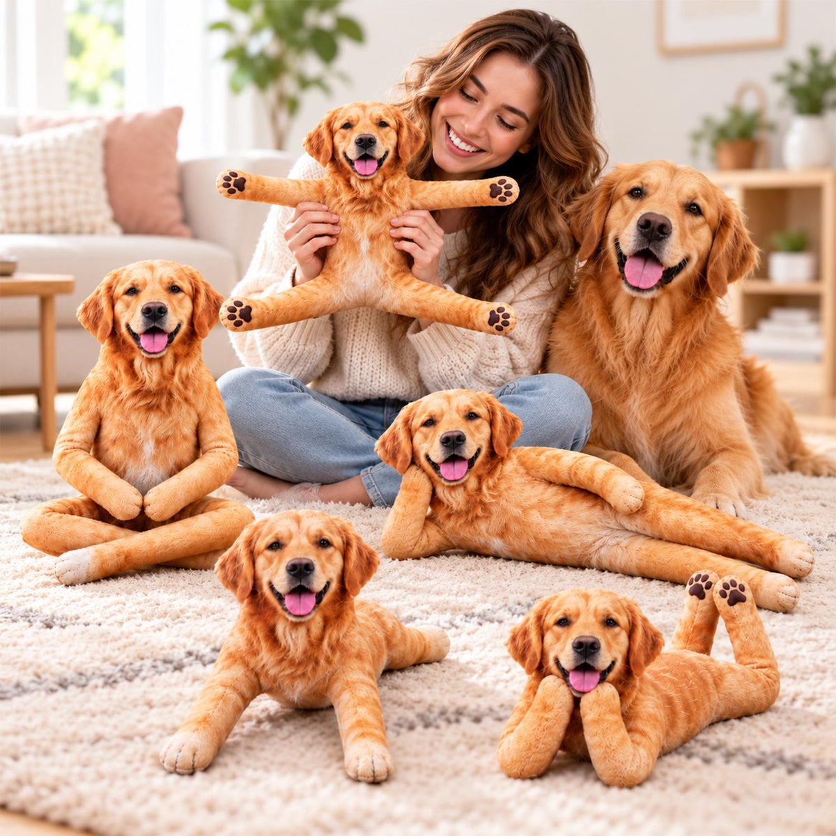 Personalized Golden Retriever Photo Pet Squishy Toy Poseable Plush Doll, Funny Gift For Dog Mom, Dad, Cat Lover T1807 Hv01 NT01