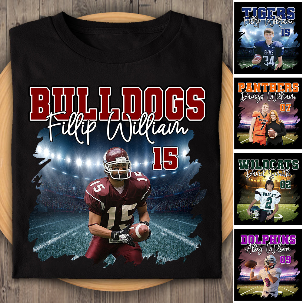 Football Personalized Shirt Custom Photo And Team Name, Custom Bootleg Rap Tee Football Nh00