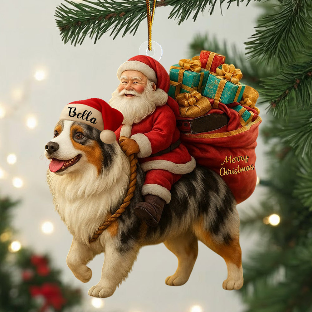 Personalized Dog And Santa Christmas Acrylic Ornament, Gift For Dog Lovers T1807 Li29