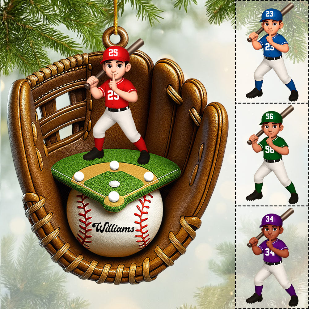 Custom Name And Number Baseball SoftBall Acrylic Ornament, Baseball SoftBall Lover Christmas Gift T1807 VH01