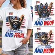 Red White And Patriotic Raccoon, Custom Photo Pet Dog Cat & Raccoon Shirt, Funny USA Animal For 250 Years Of Freedom, July 4th Gift MI209 VH01